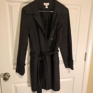 Ann Taylor Loft Black Classic Trench